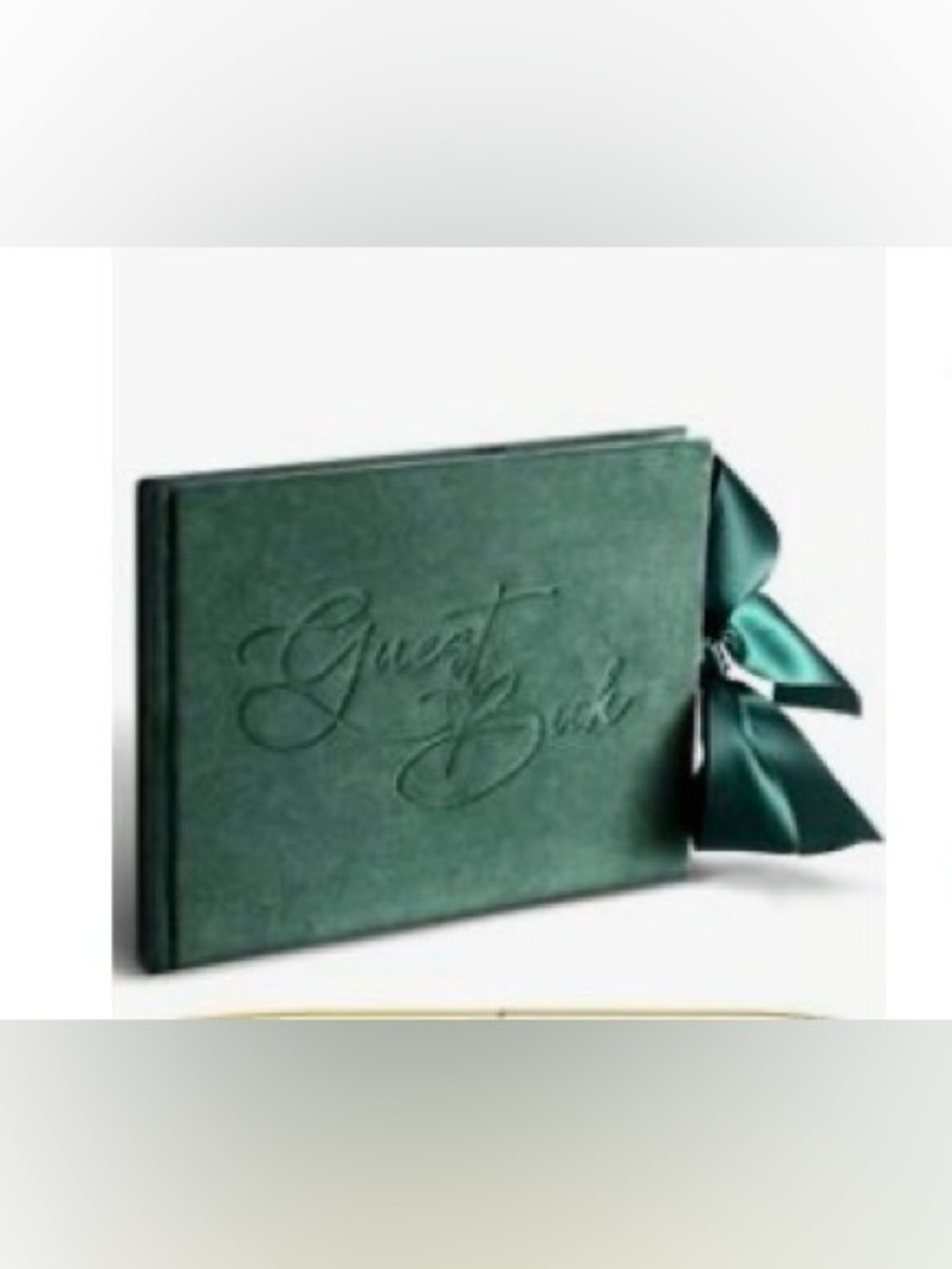Guest Book Journal in Emerald Green with Satin Ribbon
